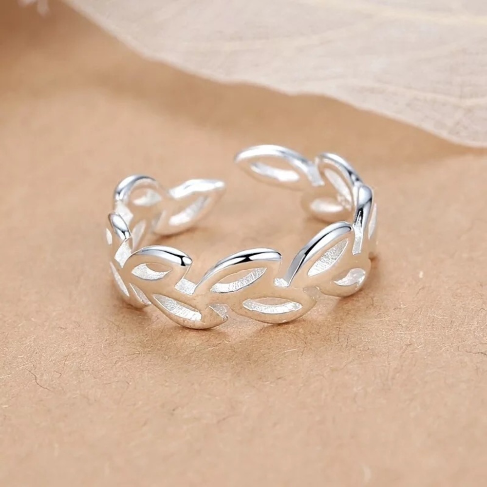 New Greek Leaf Sterling Silver 925 Adjustable Ring